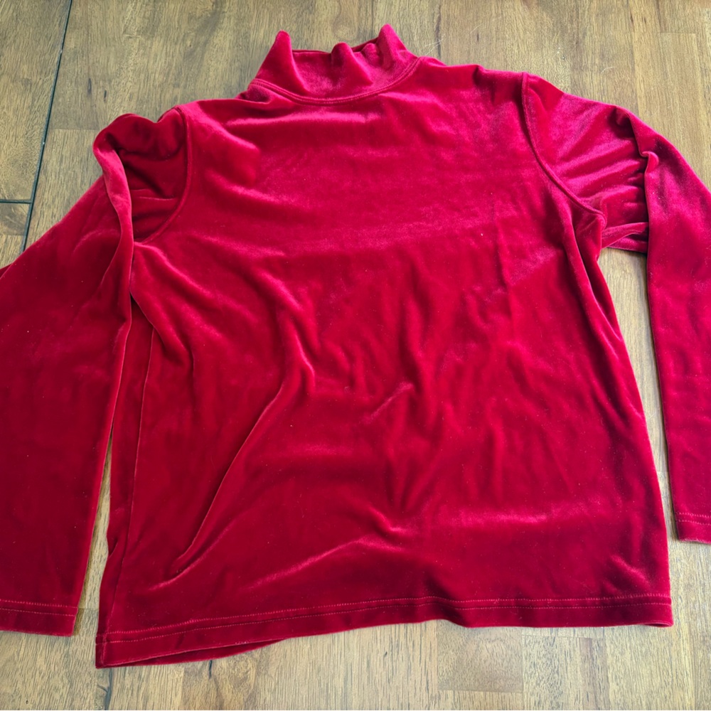 Pierre Cardin Vibrant Vintage Red Velvet Velour Long sleeve Shirt Christmas